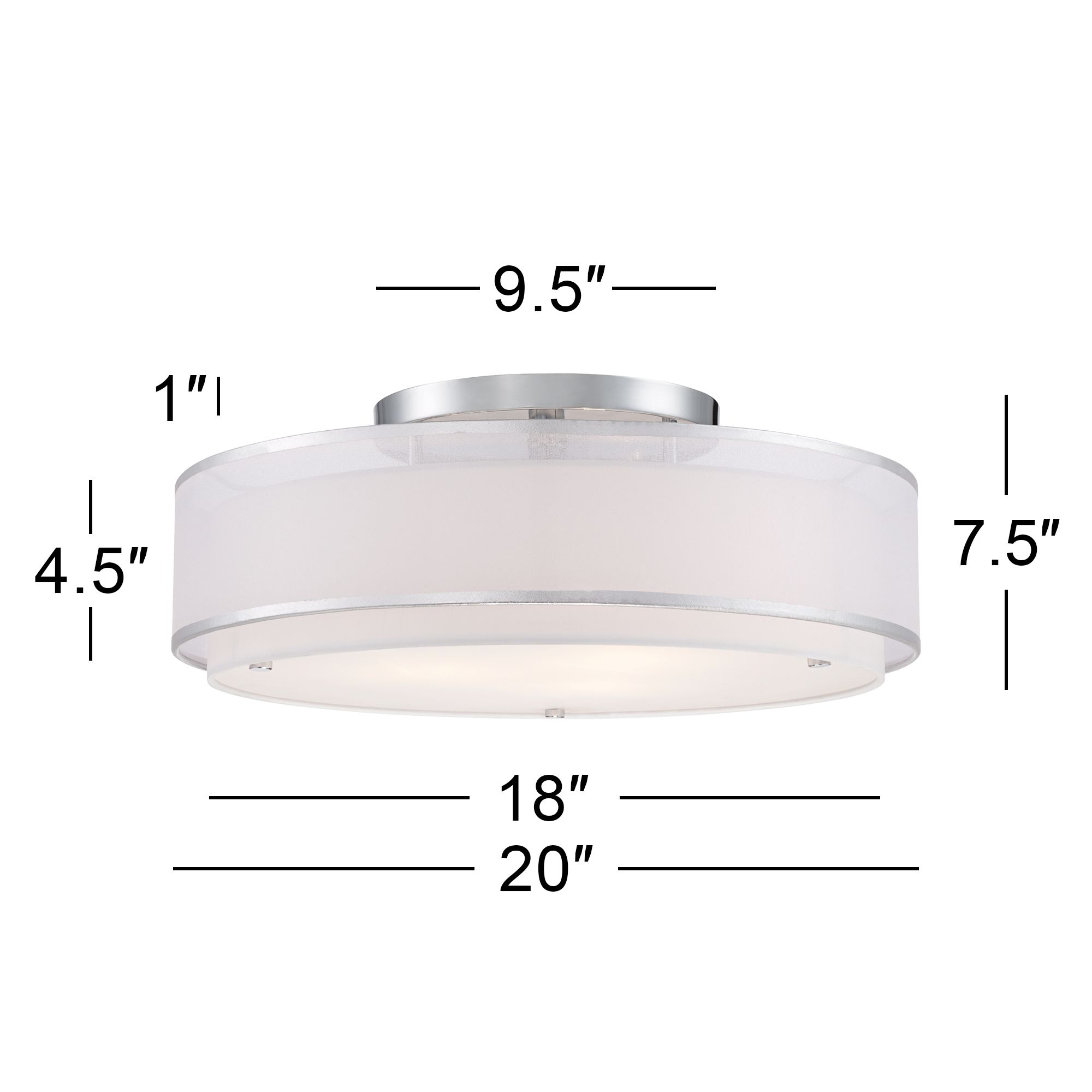 Image 6 Possini Euro 20" Wide Double Organza Shade Modern Ceiling Light more views