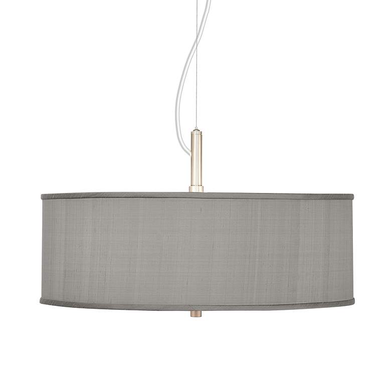 Image 1 Possini Euro 20" Wide Gray Faux Silk Modern Pendant Chandelier