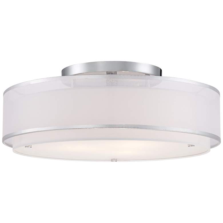 Image 2 Possini Euro 20" Wide Organza Double Shade Modern Ceiling Light