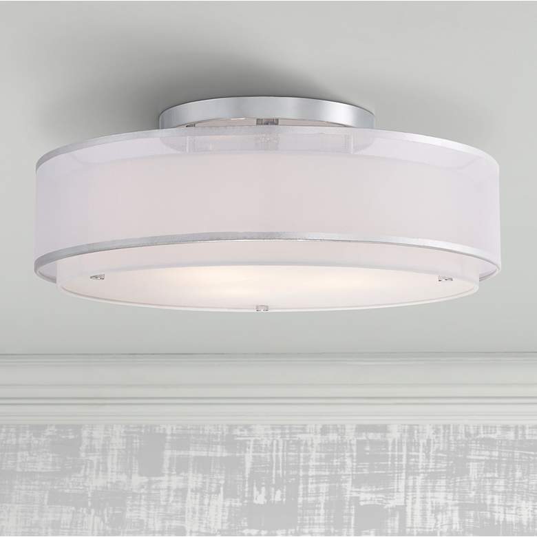 Image 1 Possini Euro 20" Wide Organza Double Shade Modern Ceiling Light