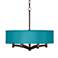 Possini Euro 20" Wide Teal Blue 6-Light Bronze Pendant Chandelier