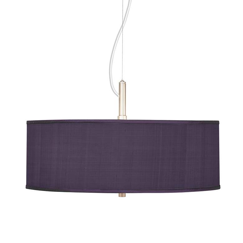 Image 1 Possini Euro 20" Wide Textured Faux Silk Eggplant Purple Pendant