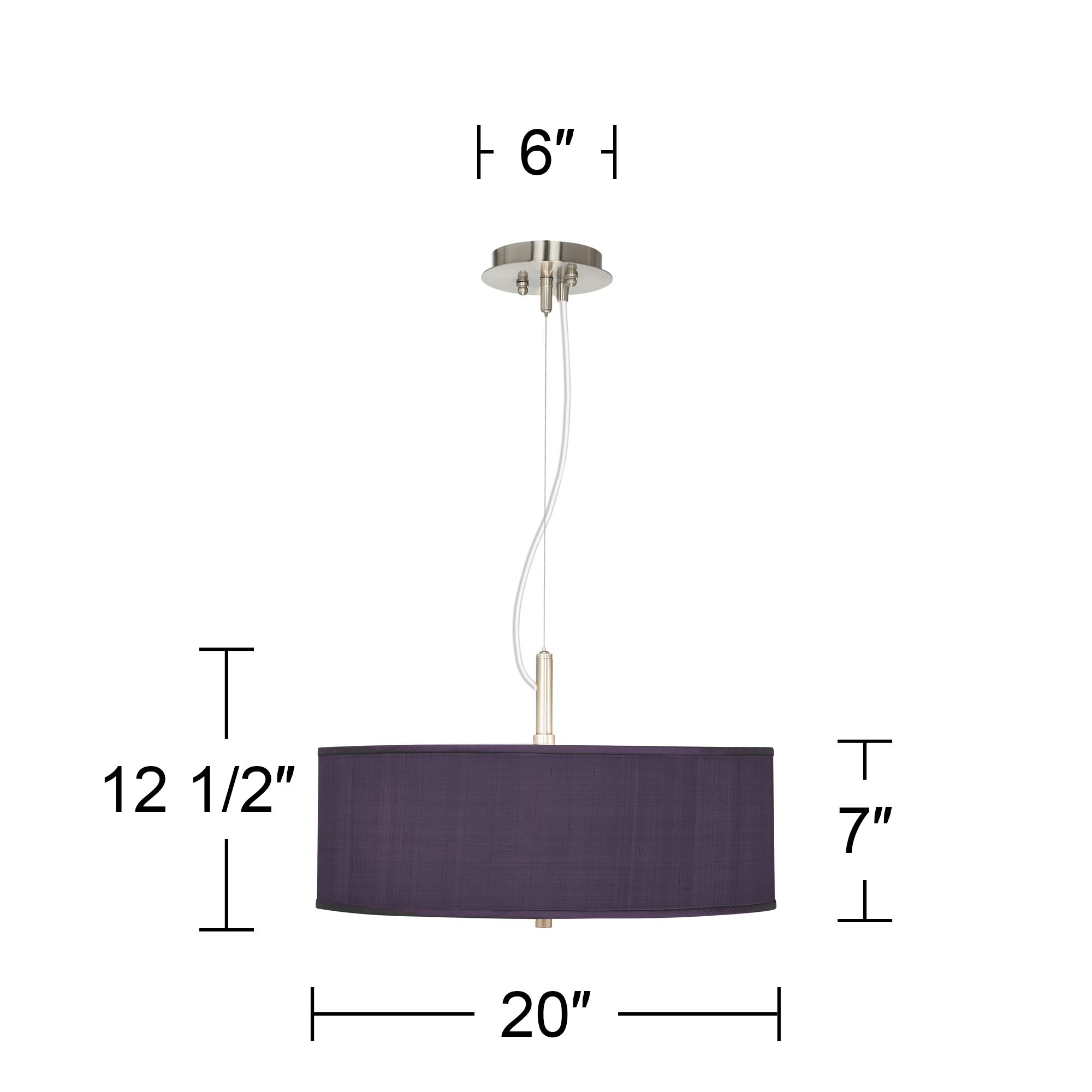 Image 4 Possini Euro 20" Wide Textured Faux Silk Eggplant Purple Pendant more views