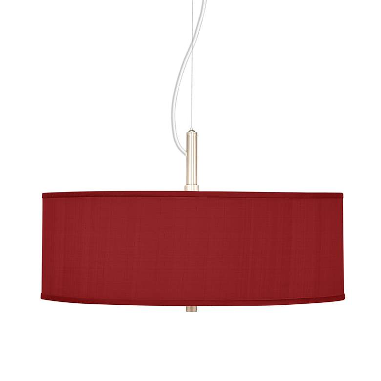 Image 3 Possini Euro 20" Wide Textured Faux Silk Red Shade Pendant Chandelier