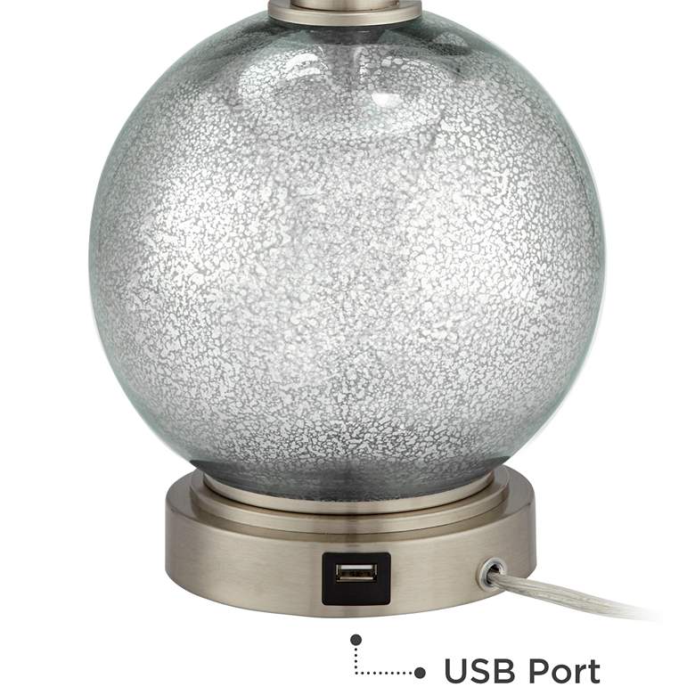 Image 5 Possini Euro 22 1/2 inch Modern Crackled Glass USB Table Lamps Set of 2 more views
