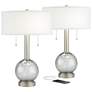 2_Possini Euro 22 1/2" Modern Speckled Glass USB Table Lamps Set of 2