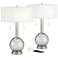 Possini Euro 22 1/2" Modern Speckled Glass USB Table Lamps Set of 2