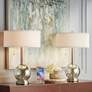 1_Possini Euro 22 1/2" Modern Speckled Glass USB Table Lamps Set of 2
