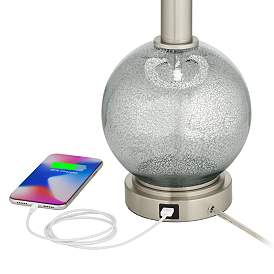 Image4 of Possini Euro 22 1/2" Modern Speckled Glass USB Table Lamps Set of 2 more views