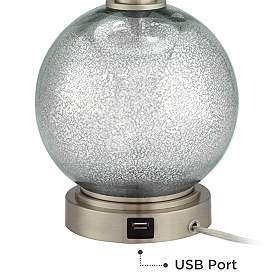 Image5 of Possini Euro 22 1/2" Modern Speckled Glass USB Table Lamps Set of 2 more views