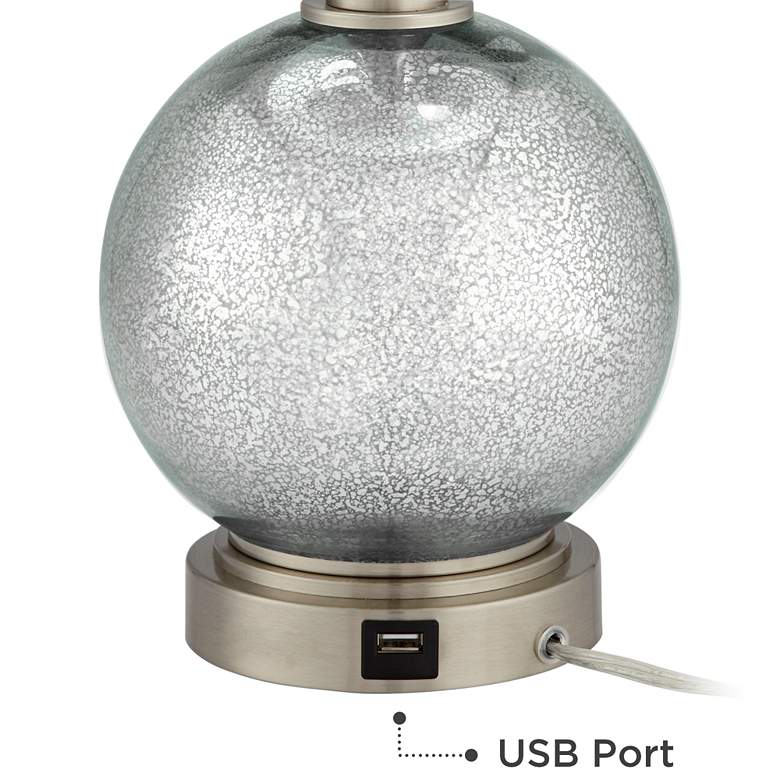 Image 5 Possini Euro 22 1/2" Modern Speckled Glass USB Table Lamps Set of 2 more views