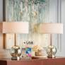 Possini Euro 22 1/2" Modern Speckled Glass USB Table Lamps Set of 2