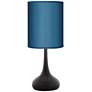 Thumbnail1 of Possini Euro 23 1/2" Blue Faux Silk Black Droplet Modern Table Lamp