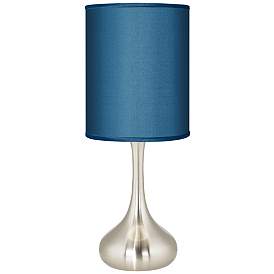 Image2 of Possini Euro 23 1/2" Blue Faux Silk Nickel Droplet Modern Table Lamp