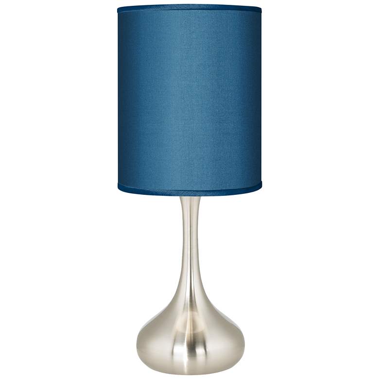 Image 2 Possini Euro 23 1/2 inch Blue Faux Silk Nickel Droplet Modern Table Lamp