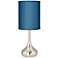 Possini Euro 23 1/2" Blue Faux Silk Nickel Droplet Modern Table Lamp