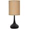 Possini Euro 23 1/2" Burlap Shade Black Droplet Modern Table Lamp