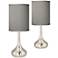 Possini Euro 23 1/2" Gray Faux Silk Nickel Droplet Modern Table Lamps