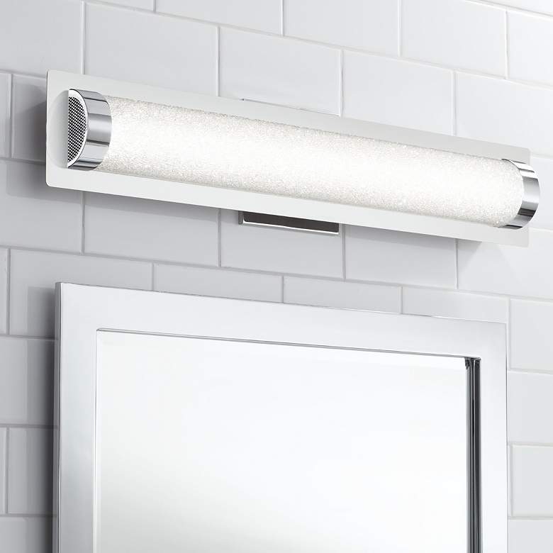 Image 1 Possini Euro 23 1/2"W Crystal Sand Chrome LED Bath Light