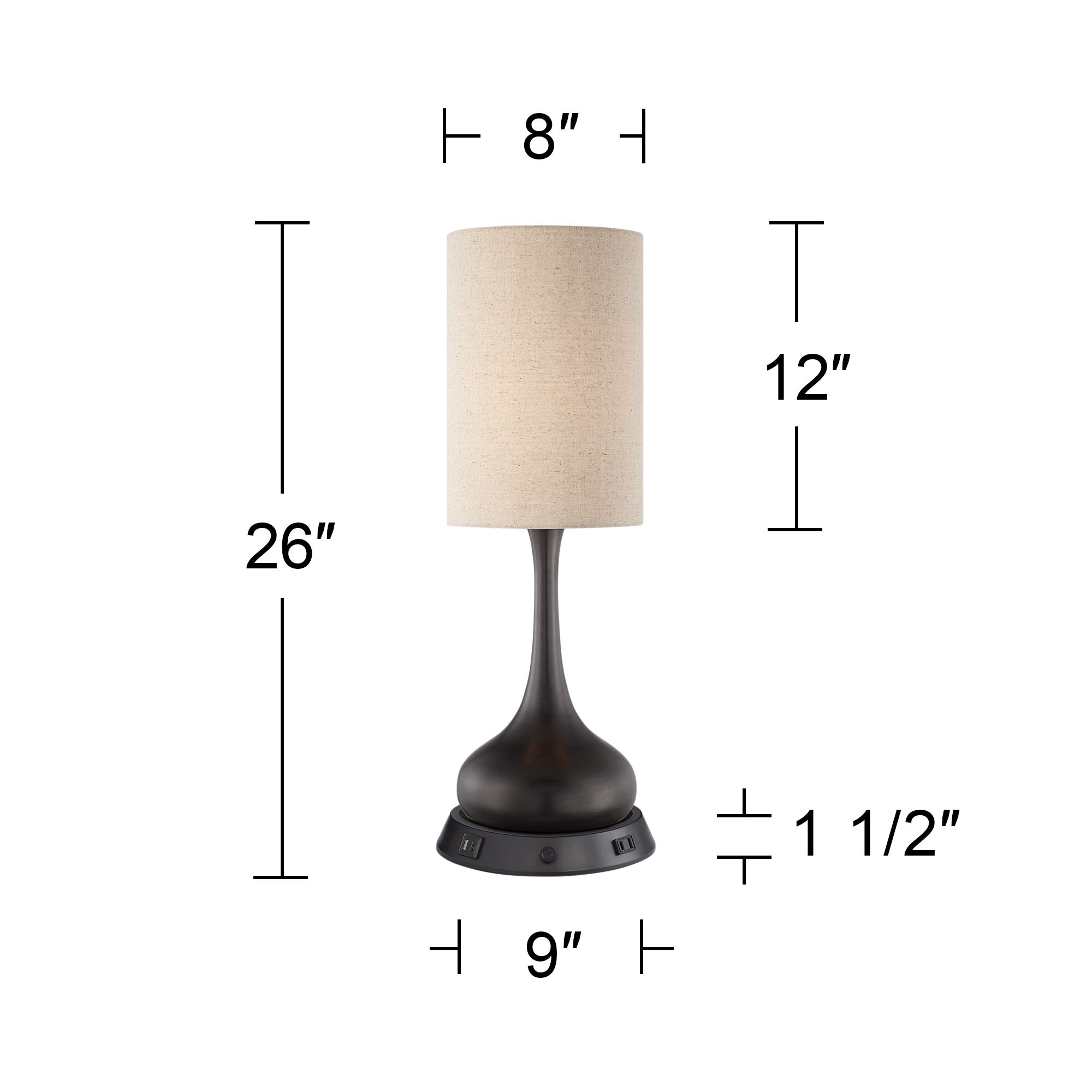 USB Outlet Lamp Base with Dimmer