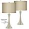 Possini Euro 24" Taupe Faux Silk and Nickel Touch Table Lamps Set of 2