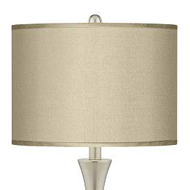Image2 of Possini Euro 24" Taupe Faux Silk and Nickel Touch Table Lamps Set of 2 more views