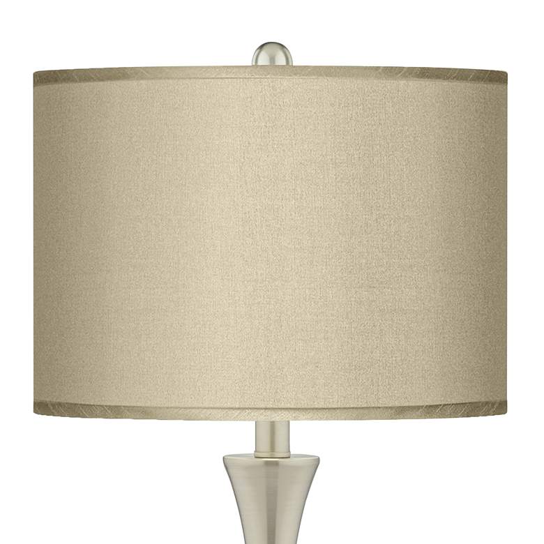 Image 2 Possini Euro 24 inch Taupe Faux Silk and Nickel Touch Table Lamps Set of 2 more views