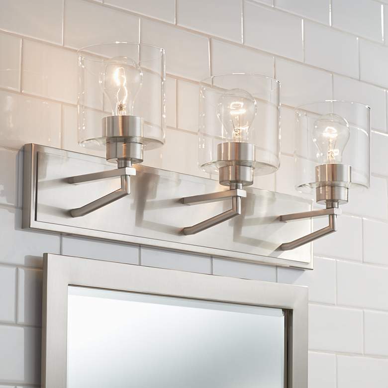 Image 1 Possini Euro 24" Wide Clear Glass Modern Vanity Wall Light