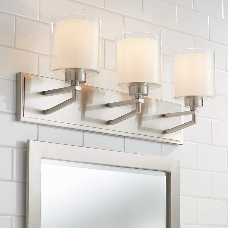 Image 1 Possini Euro 24" Wide Double Glass Modern Bath Light