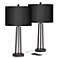 Possini Euro 25 1/2" Bronze and Black Faux Silk USB Lamps Set of 2