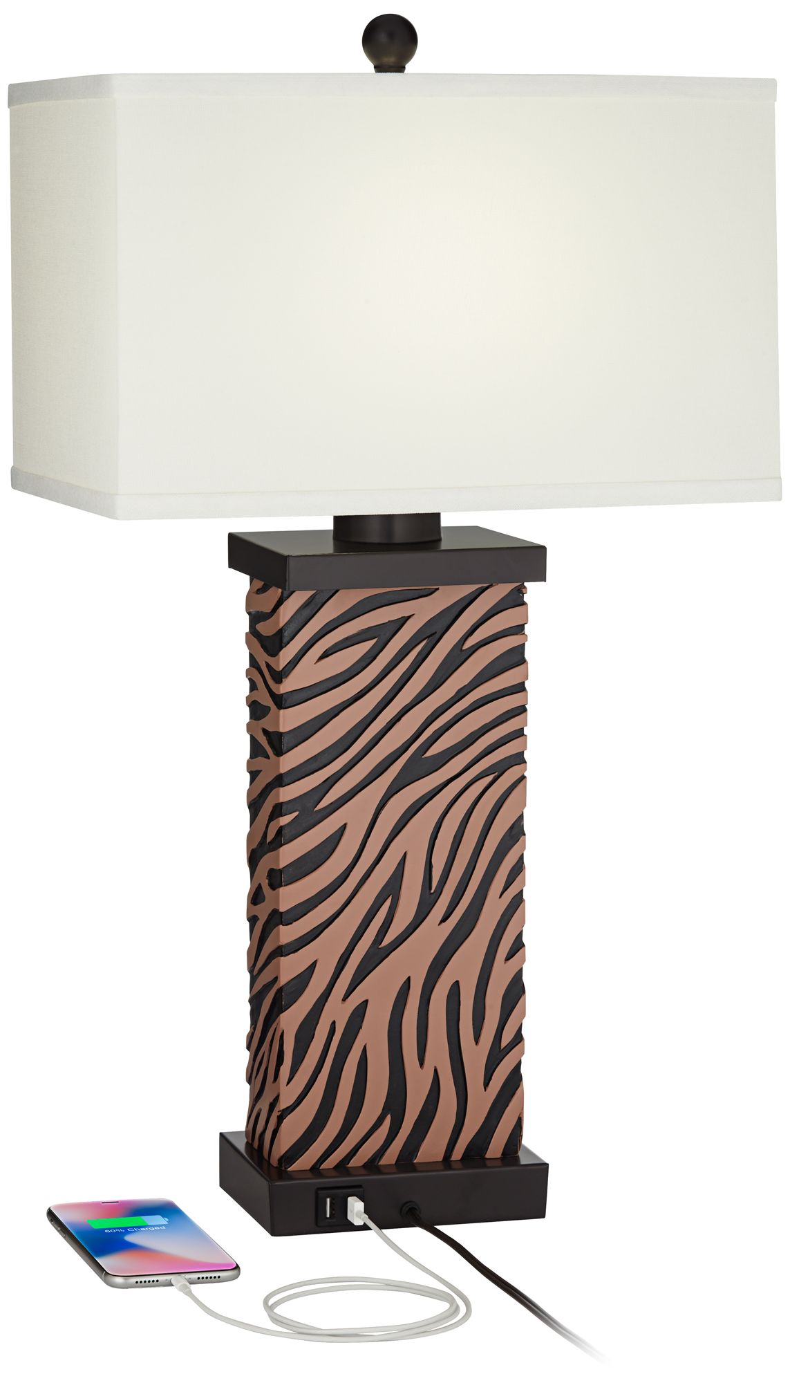Image 3 Possini Euro 26 7/8" High Zebra Pattern USB Table Lamps Set of 2 more views