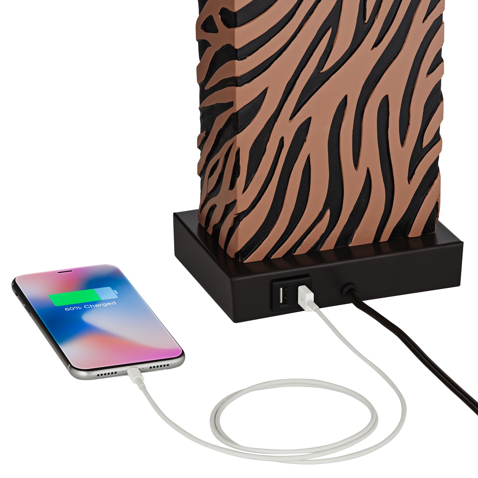 Image 4 Possini Euro 26 7/8" High Zebra Pattern USB Table Lamps Set of 2 more views