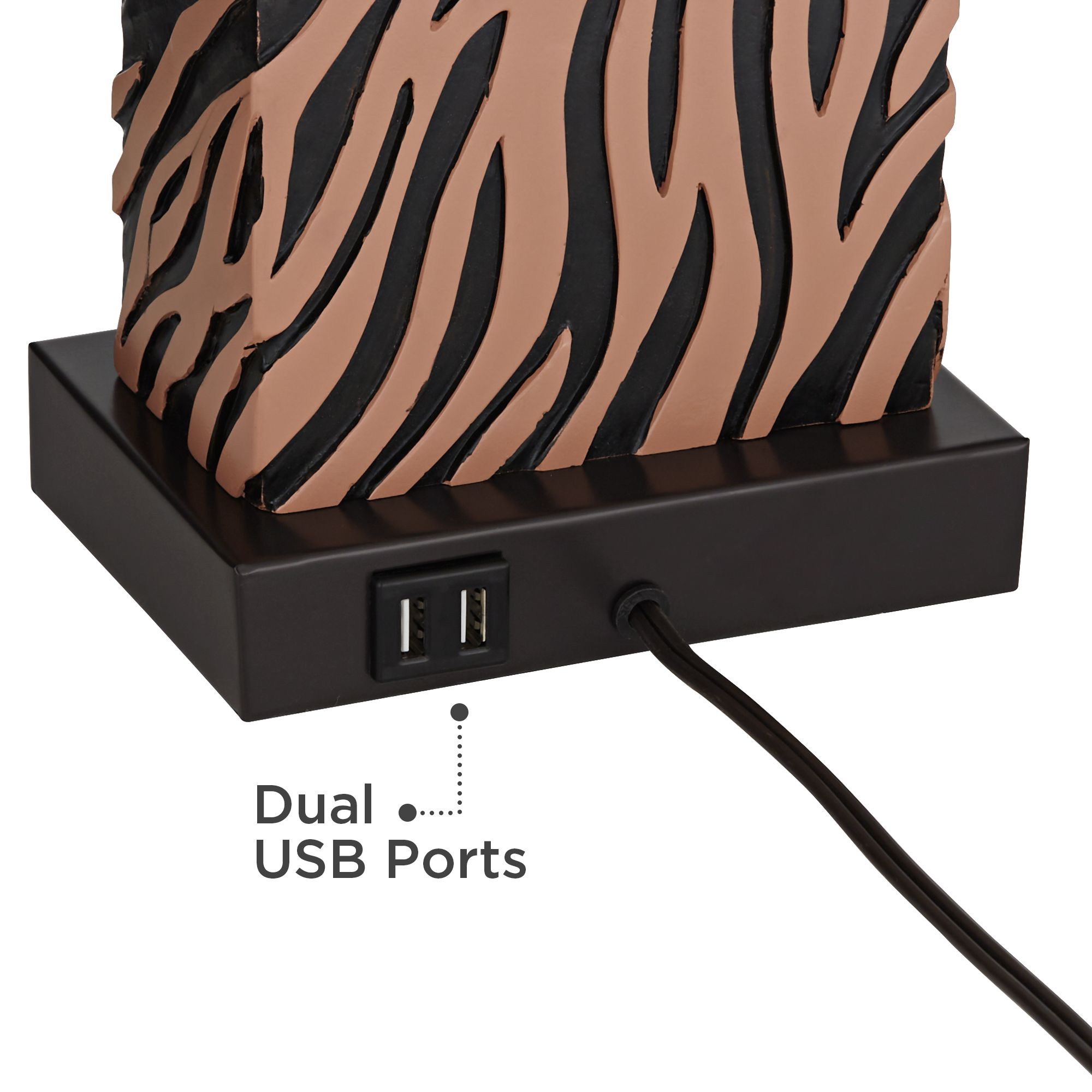 Image 5 Possini Euro 26 7/8" High Zebra Pattern USB Table Lamps Set of 2 more views