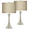 Possini Euro 26 1/4" Taupe Faux Silk Nickel Touch Table Lamps Set of 2