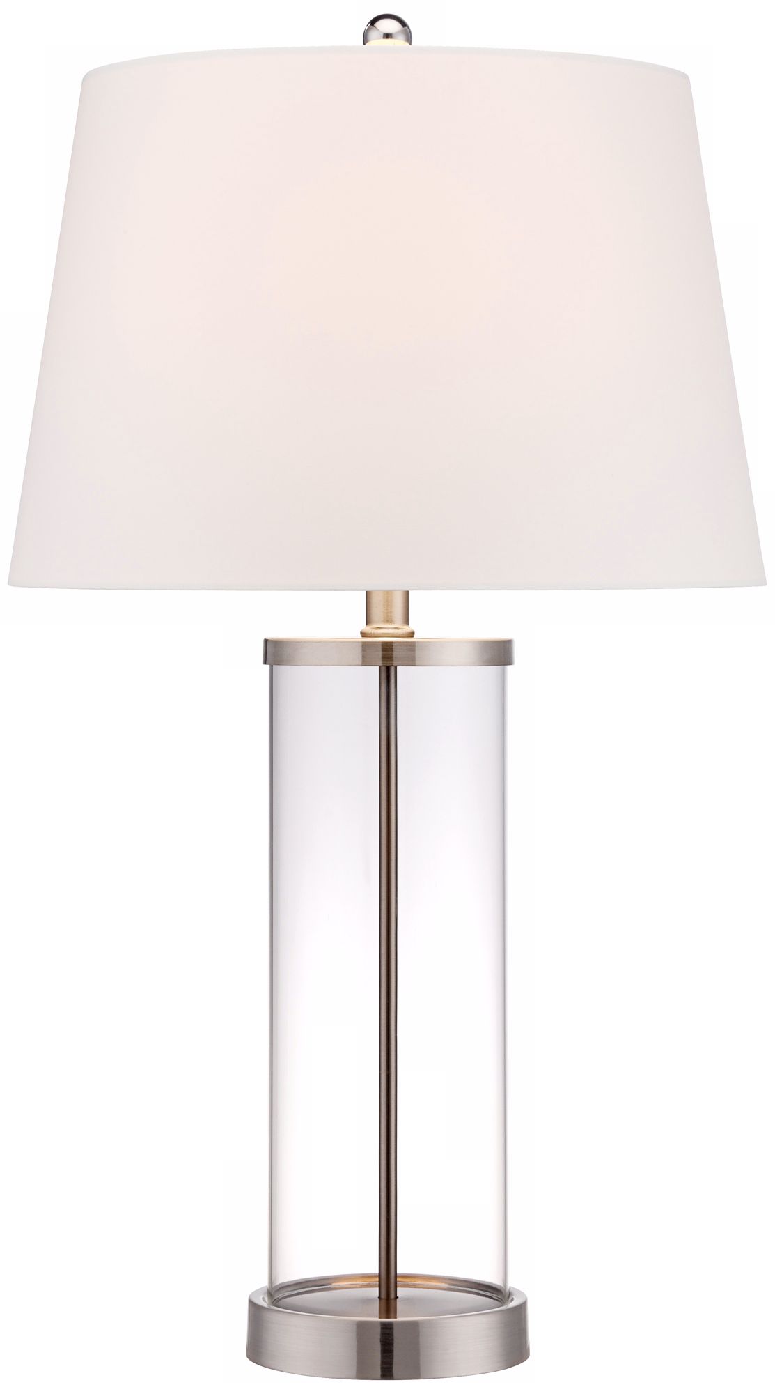Image 3 Possini Euro 26 1/4" Nickel Clear Glass Cylinder Fillable Table Lamp