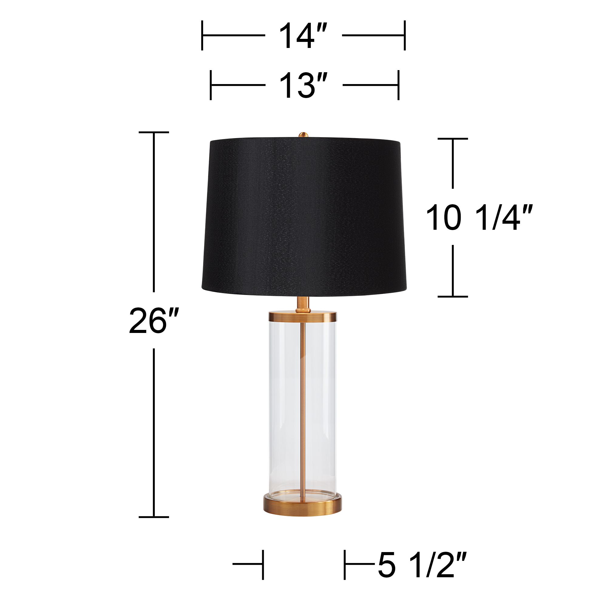 Possini Euro 26" Gold and Glass Fillable Table Lamp with Black Shade in scene
