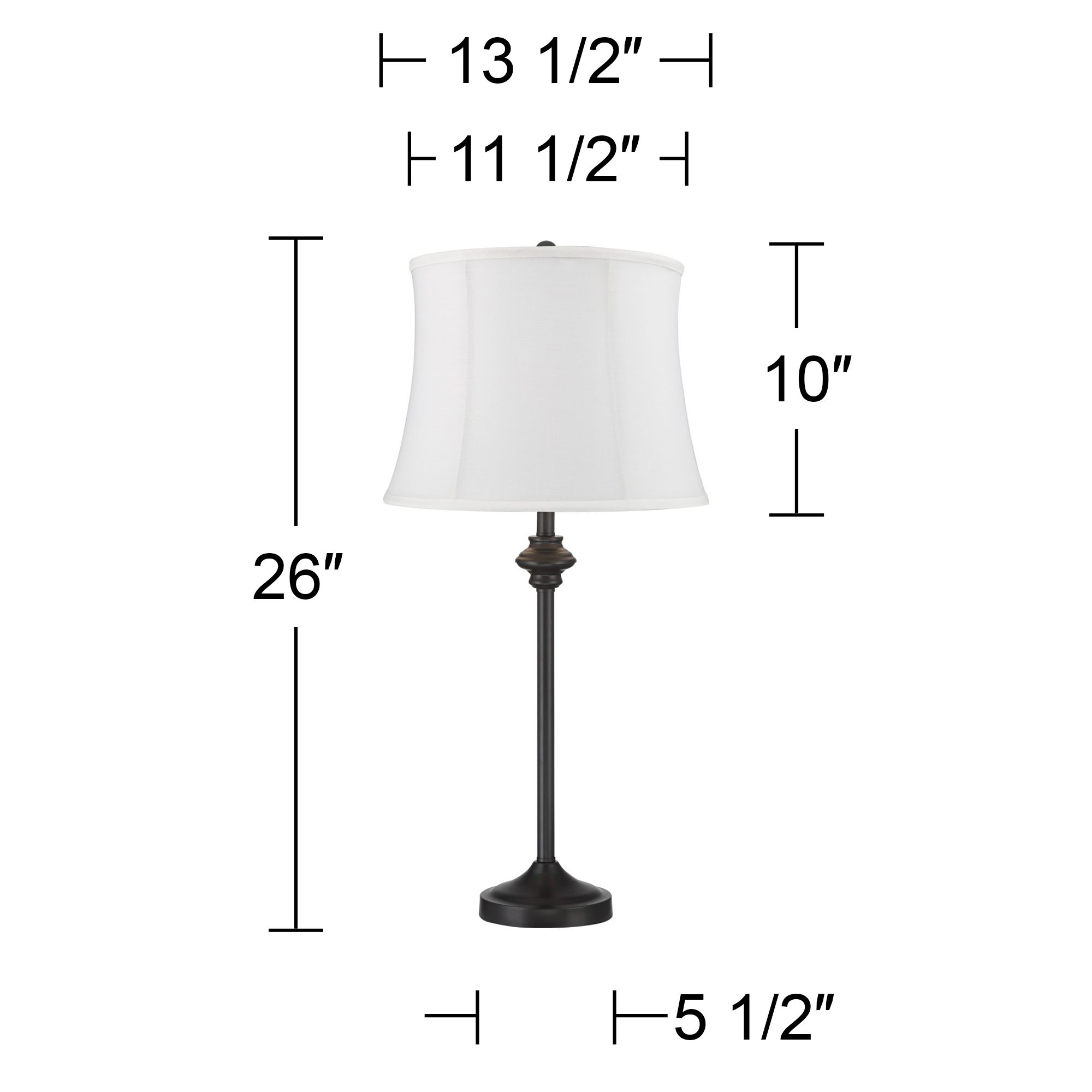 Image 5 Possini Euro 26" High Lynn White Shade Black Buffet Lamps Set of 2 more views