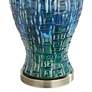 Possini Euro 27" Blue-Green Teal Temple Jar Ceramic Lamps Set of 2