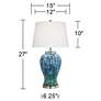 Possini Euro 27" Blue-Green Teal Temple Jar Ceramic Lamps Set of 2