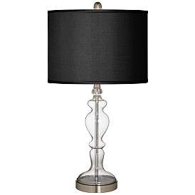 Image1 of Possini Euro 28" Black Faux Silk Apothecary Clear Glass Table Lamp