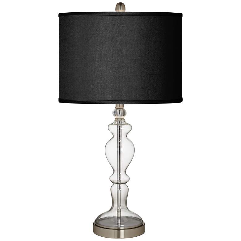 Image 1 Possini Euro 28 inch Black Faux Silk Apothecary Clear Glass Table Lamp