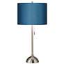 Possini Euro 28" Blue Faux Silk Brushed Nickel Modern Table Lamp