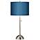 Possini Euro 28" Blue Faux Silk Brushed Nickel Modern Table Lamp