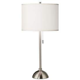 Image1 of Possini Euro 28" Cream Faux Silk and Brushed Nickel Modern Table Lamp