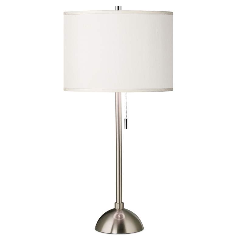 Image 1 Possini Euro 28 inch Cream Faux Silk and Brushed Nickel Modern Table Lamp