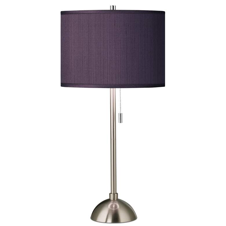 Image 1 Possini Euro 28" Eggplant Purple and Nickel Modern Table Lamp