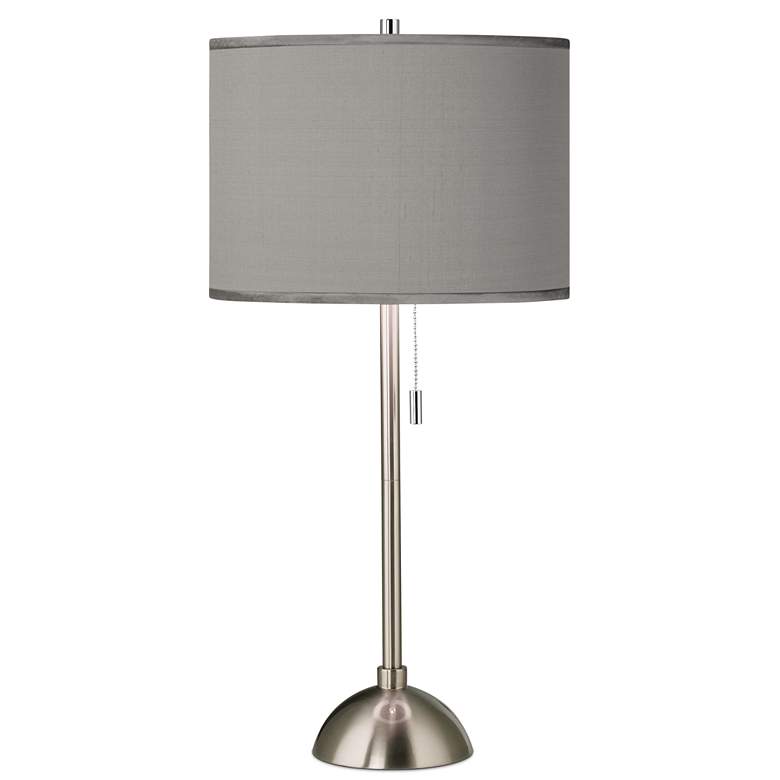 Image 1 Possini Euro 28 inch Gray Faux Silk and Brushed Nickel Modern Table Lamp