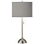 Thumbnail1 of Possini Euro 28" Gray Faux Silk and Brushed Nickel Modern Table Lamp