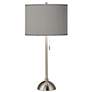 Possini Euro 28" Gray Faux Silk and Brushed Nickel Modern Table Lamp