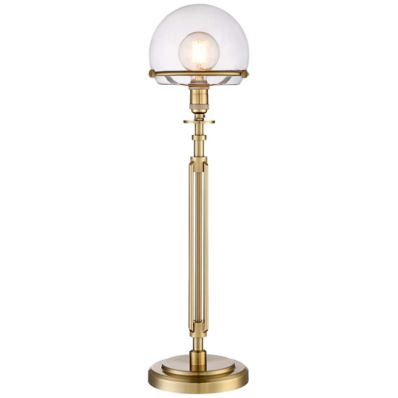 Image 1 Possini Euro 28 inch High Devon Brass Console Table Lamp